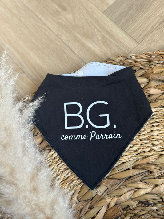 Bavoir bandana noir "B.G. comme parrain"